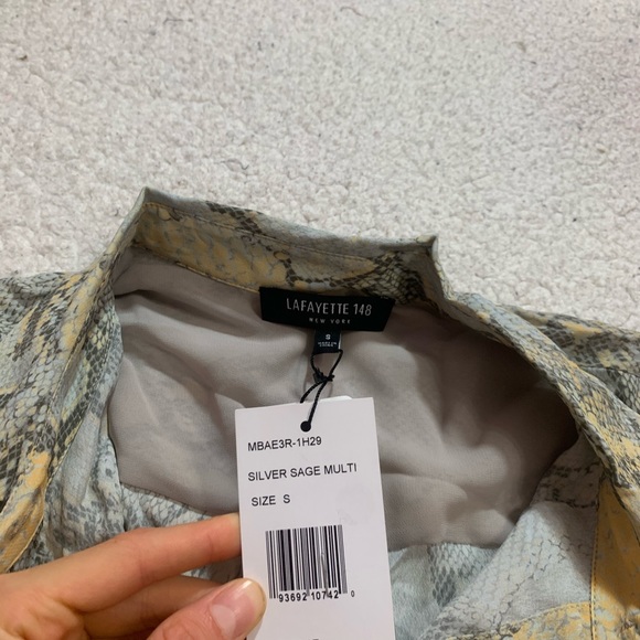 Lafayette 148 scottie snake python print blouse - Picture 4 of 6